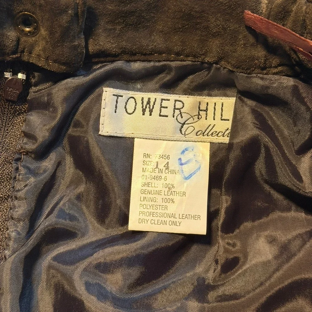 Vintage Brown Suede Leather Fringe Western Midi Skirt Womens 14 - Picture 3 of 6